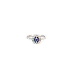 Anillo tipo ilusión Zafiros azules y Diamantes - Oro blanco