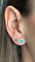 Aretes tipo ilusión Esmeraldas y Diamantes