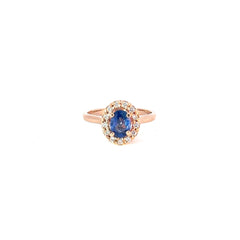 Anillo Lady Di Zafiro azul y Diamantes - Oro rosado