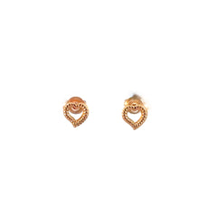 Aretes Corazón Silueta Gravada - Oro rosado