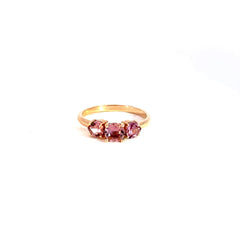 Anillo Trío de Turmalinas Rosadas - Oro Rosa