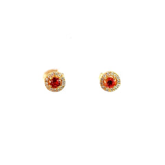 Aretes Zafiro naranja con Diamantes