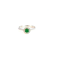 Anillo ilusión Esmeraldas y Diamantes - Oro blanco