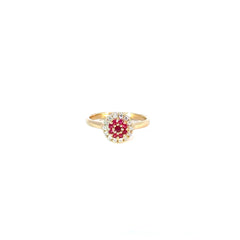 Anillo tipo ilusión Rubíes y Diamantes - Oro amarillo