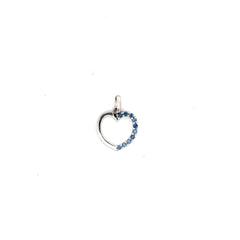 Dije corazón Zafiros azules - Oro blanco