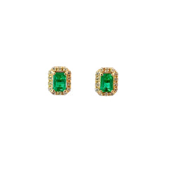 Aretes Esmeralda halo en Diamantes