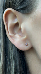 Aretes con Moissanita rosada 0.20 ct - Oro amarillo