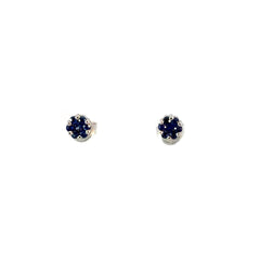 Aretes pequeños ilusión Zafiros azules - Oro blanco