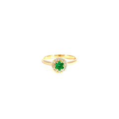 Anillo ilusión Esmeraldas y Diamantes - Oro amarillo