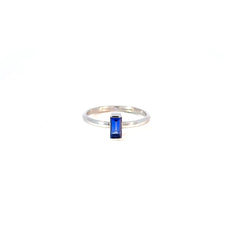 Anillo Zafiro baguette - Oro blanco