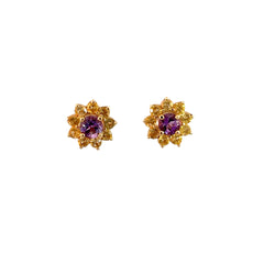 Aretes Flor - Amatista y Citrinos