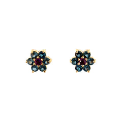 Aretes Flor - Amatista y Topacios london blue