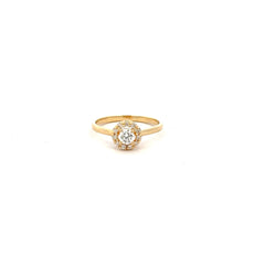 Anillo Diamante en halo - Oro amarillo