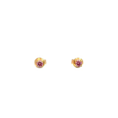 Aretes con Moissanita rosada 0.20 ct - Oro amarillo