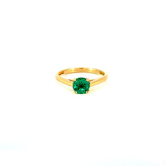 Anillo Solitario en Oro Amarillo con Esmeralda hidrotermal