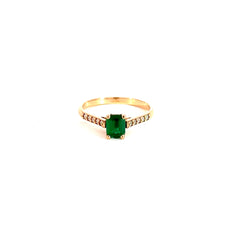 Anillo Catedral Esmeralda y Diamantes - Oro rosa