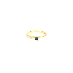 Anillo Solitario con Topacio london blue - Oro amarillo